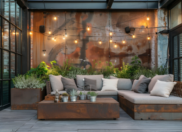 Jak urządzić taras w stylu industrialnym z lampami LED w metalicznych odcieniach?