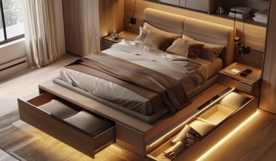 10 inspiracji na urządzenie sypialni z wykorzystaniem mebli wielofunkcyjnych.