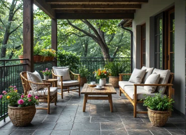 Jak urządzić balkon w stylu rustykalnym z meblami z naturalnych materiałów?