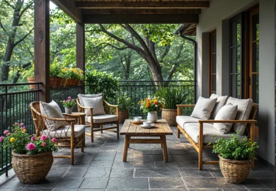 Jak urządzić balkon w stylu rustykalnym z meblami z naturalnych materiałów?