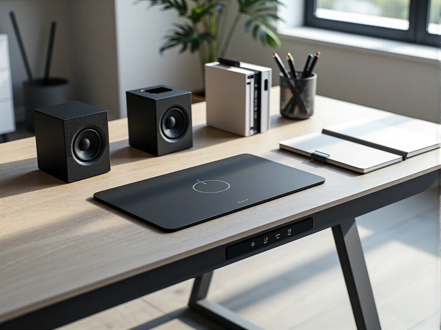 Stylowe stanowisko gamingowe z biurkiem wyposażonym w głośniki Bluetooth i designem 2025