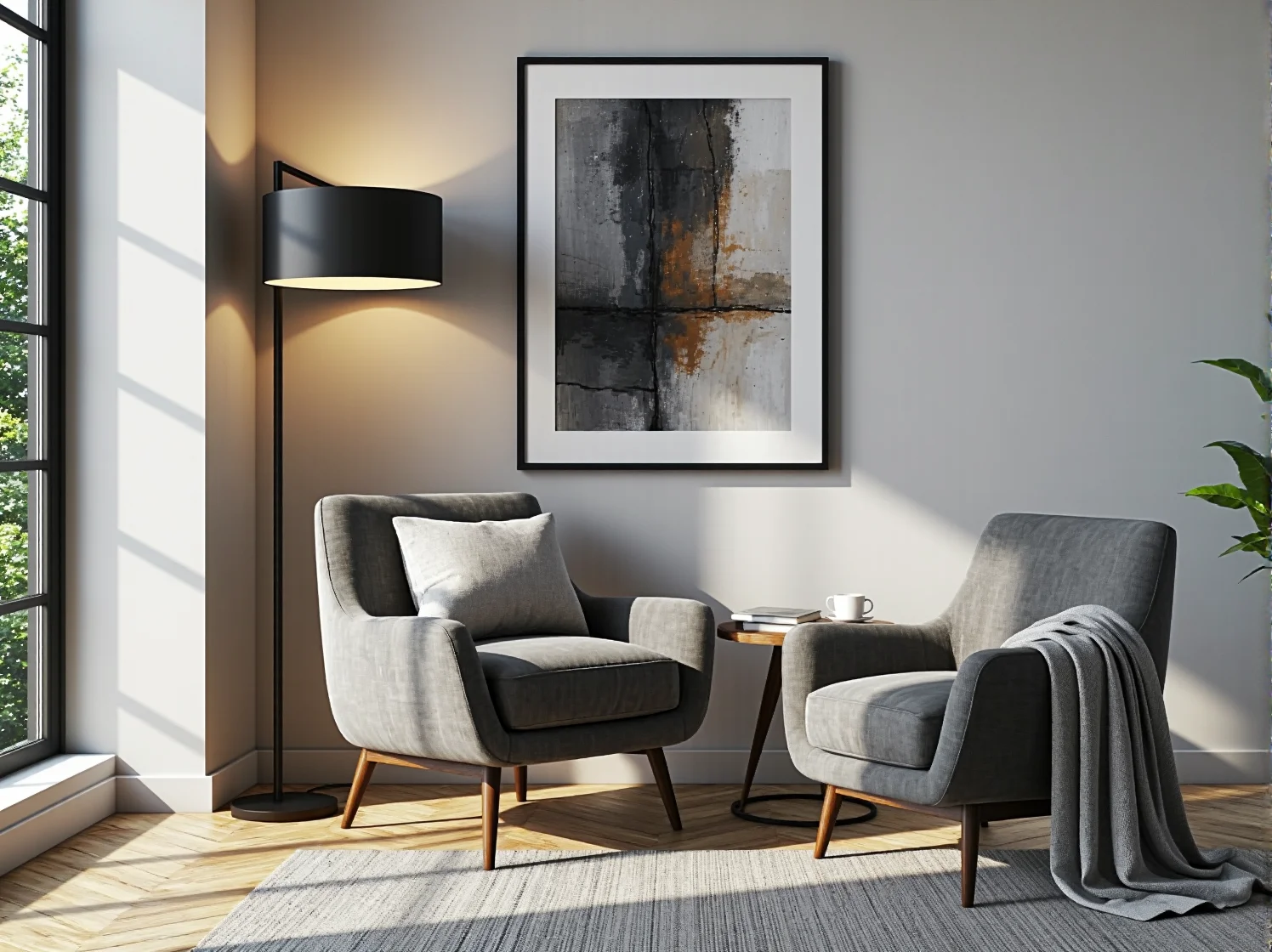 Designerskie biurko z litego drewna jako centralny punkt luksusowej aranżacji biura.