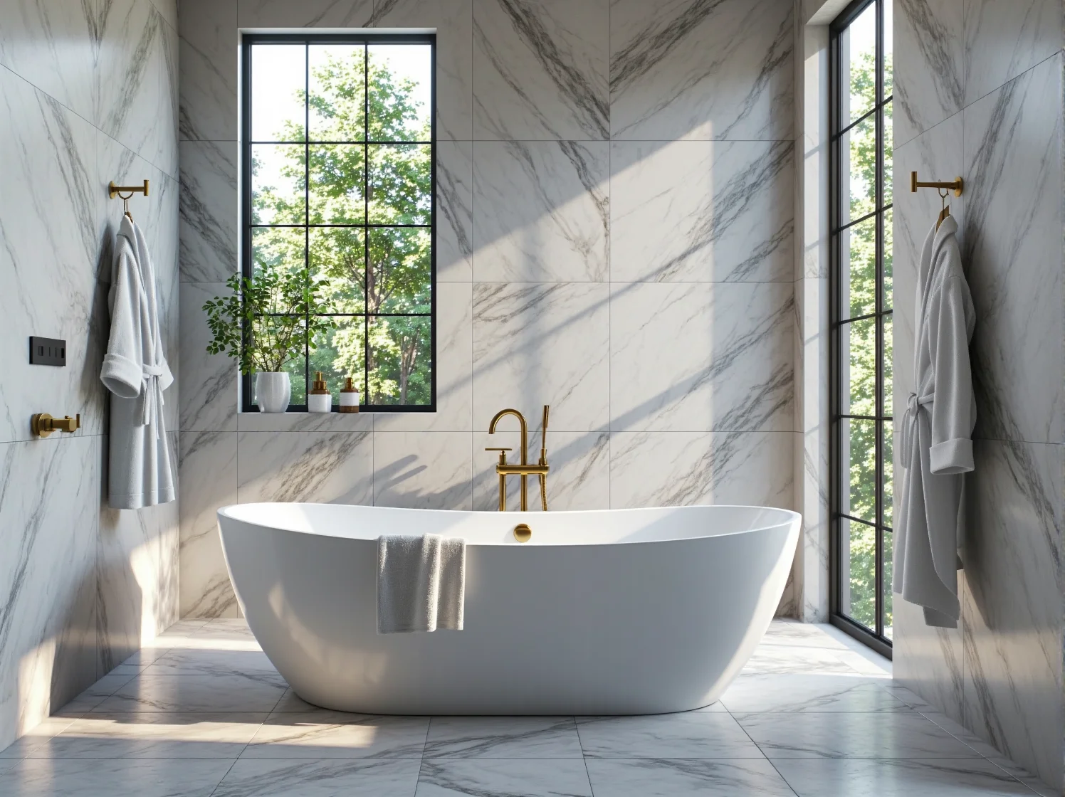 Nowoczesne oświetlenie i błyszczące dodatki w luksusowym pokoju hotelowym glamour