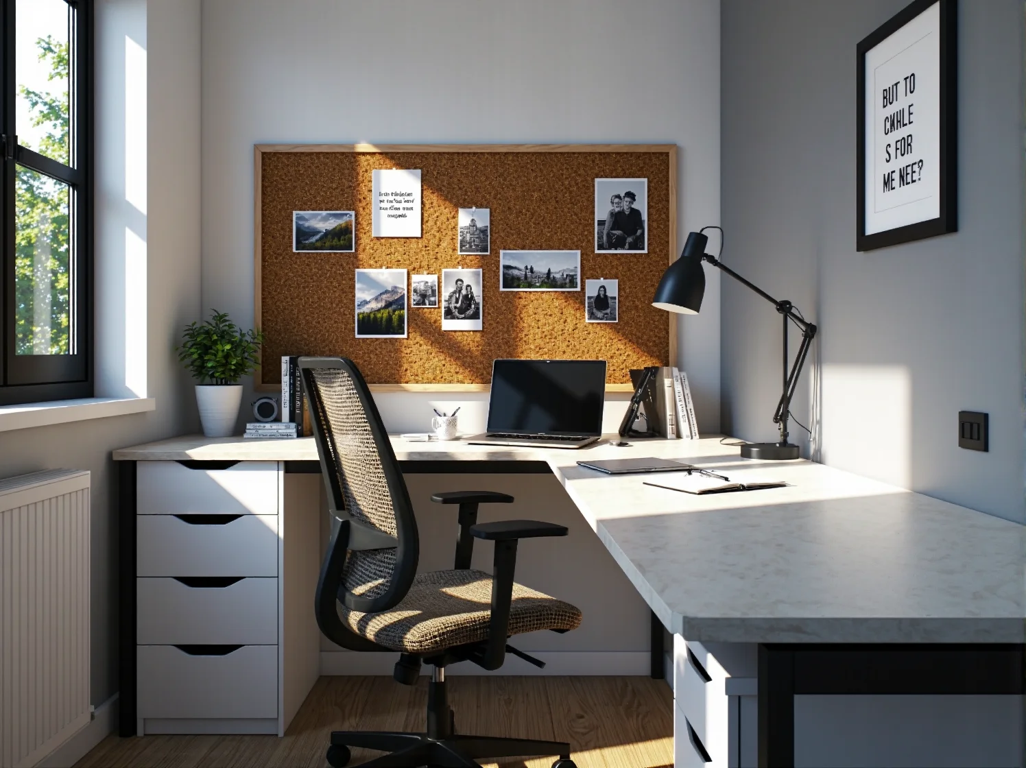 Ergonomiczne biurko młodzieżowe z regulacją wysokości w nowoczesnym wnętrzu.