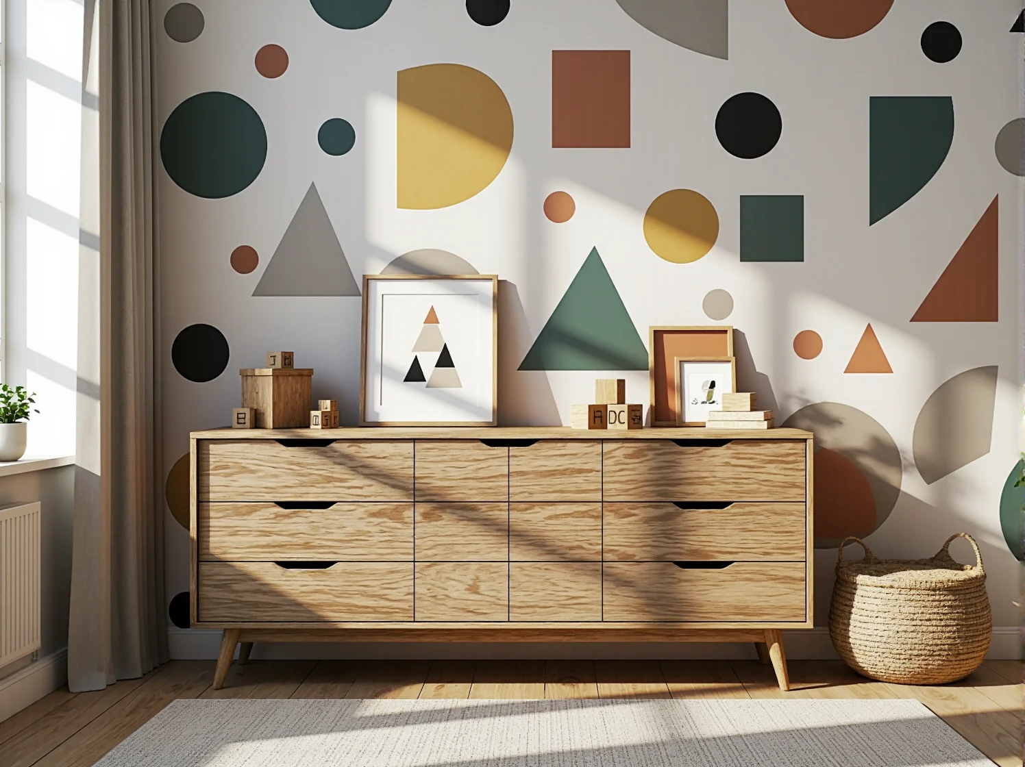 Funkcjonalna komoda do pokoju malucha z pojemnymi szufladami i systemem porządkowania.