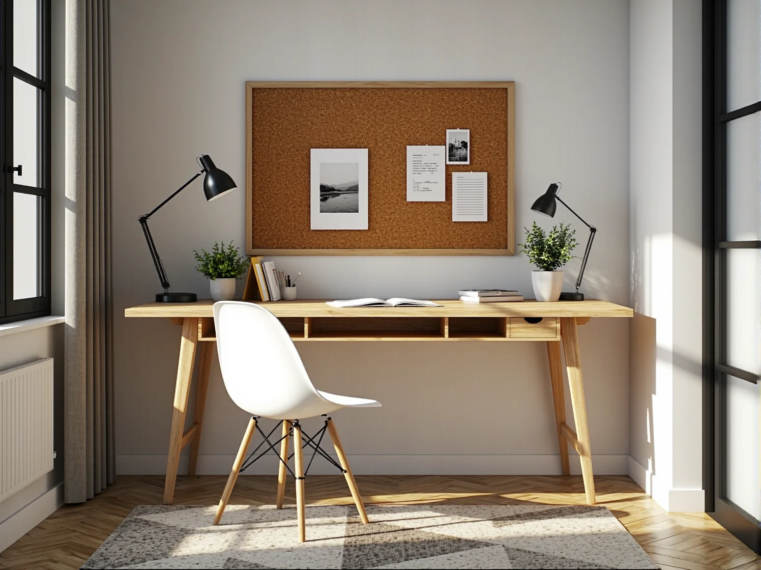 Nowoczesna i harmonijna przestrzeń do nauki dla ucznia łącząca japoński minimalizm ze skandynawskim ciepłem.