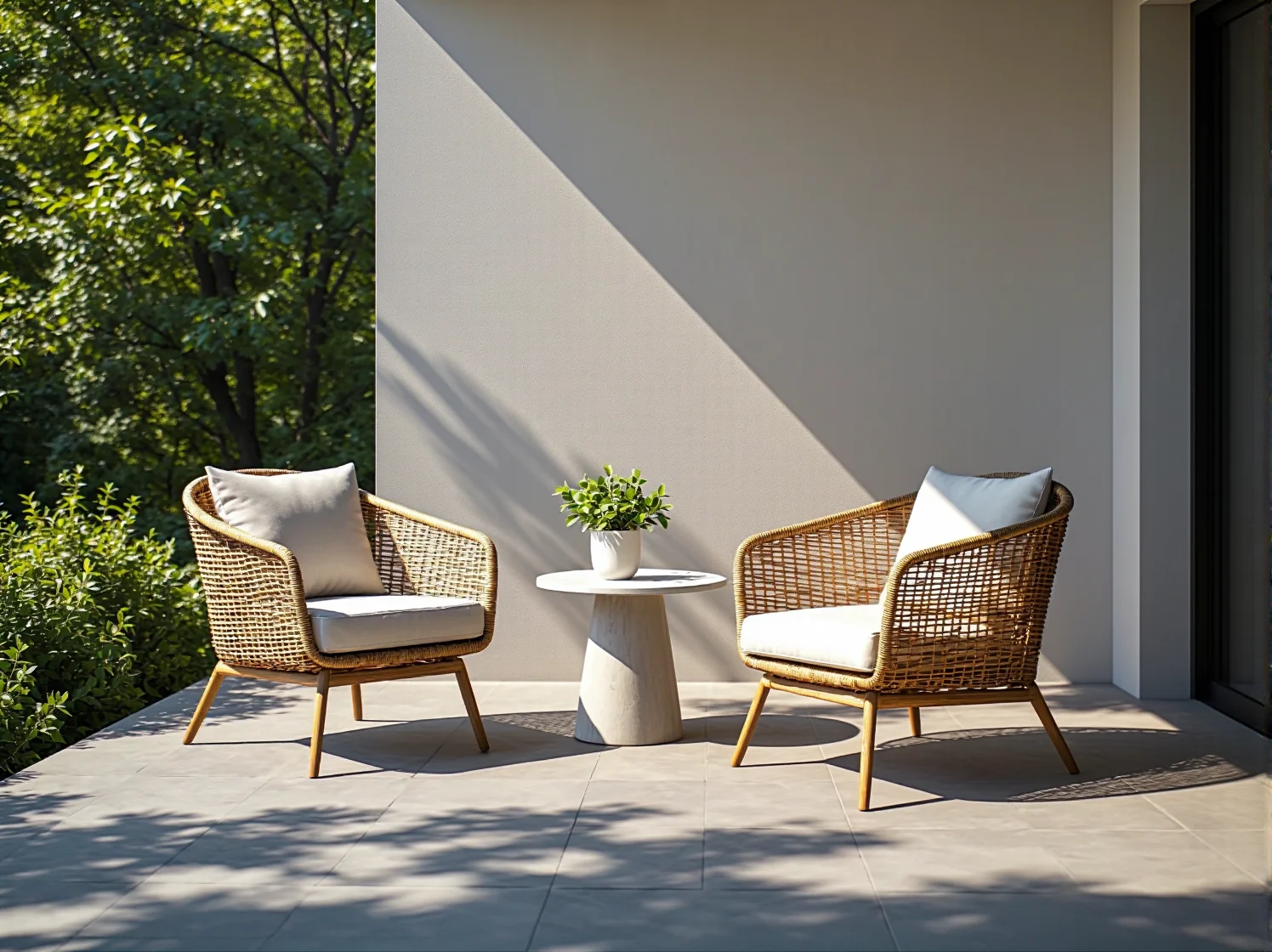 Klasyczne meble drewniane na taras w naturalnej aranżacji