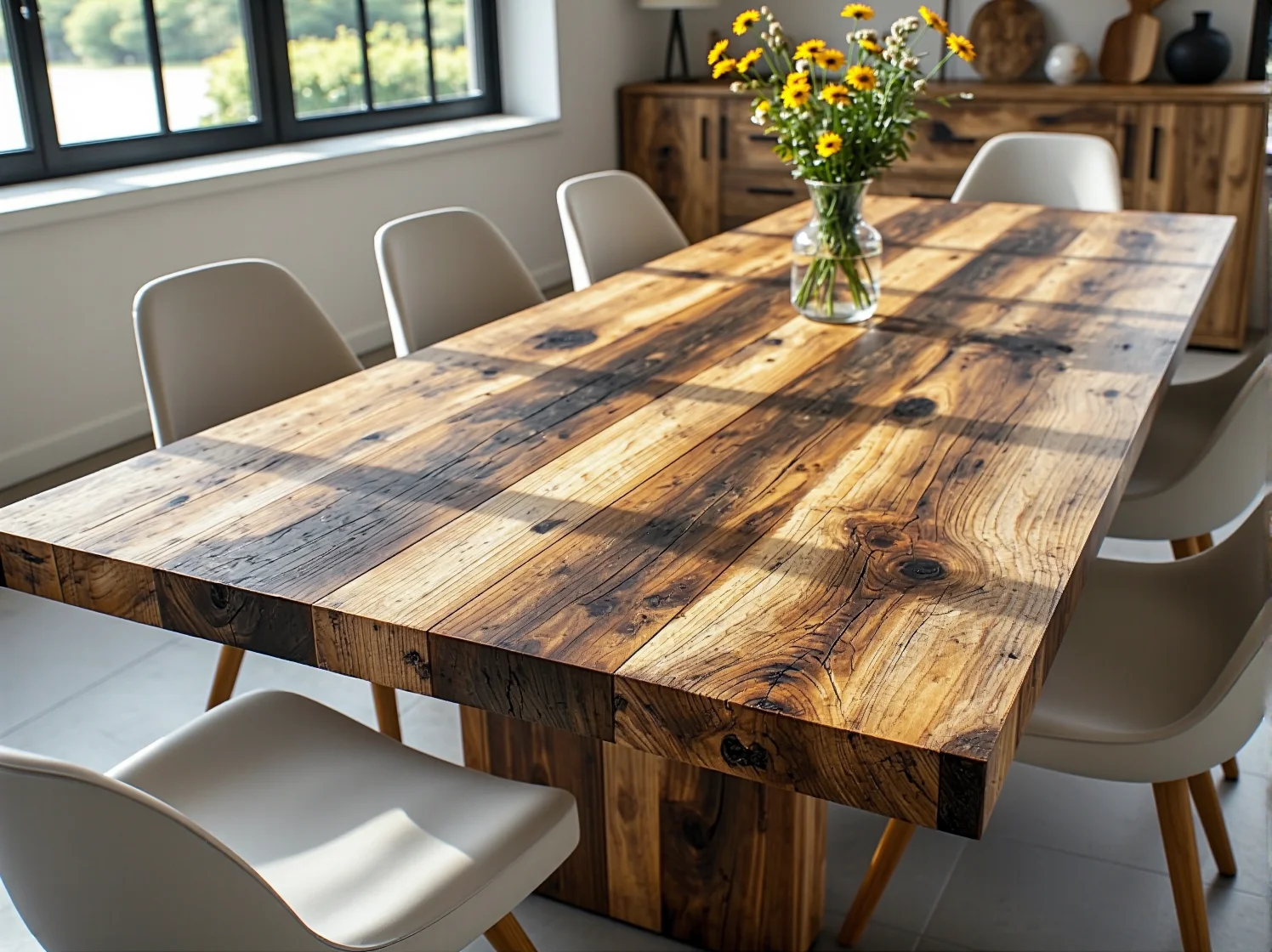 Zestaw krzeseł z tworzyw sztucznych z recyklingu – trwałe i ekologiczne meble.