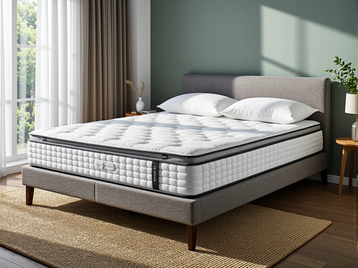 Luksusowy materac antybakteryjny z certyfikatem higienicznym w nowoczesnej aranżacji sypialni.