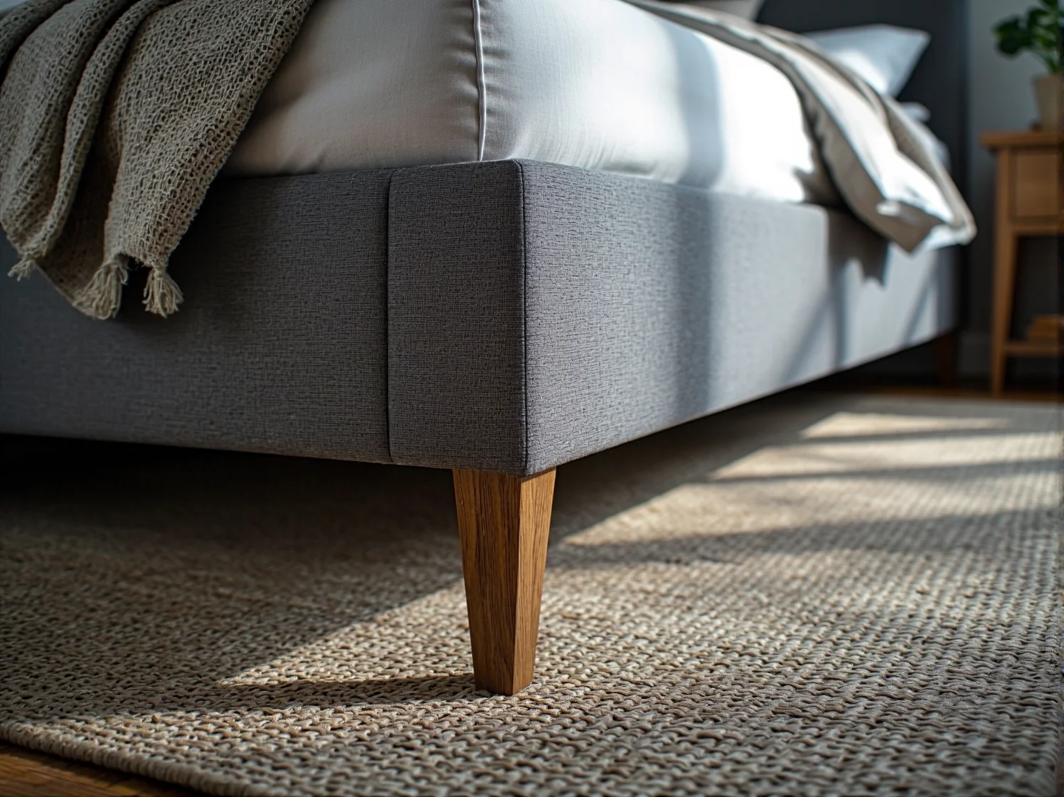 Malowanie odnowionego łóżka farbą do drewna dla nadania mu nowoczesnego wyglądu.