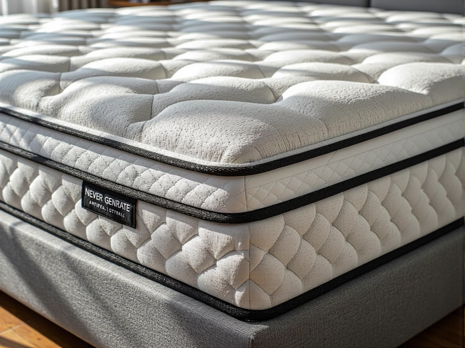 Zbliżenie na antybakteryjny materac dla alergika chroniący przed kurzem, grzybami i roztoczami.