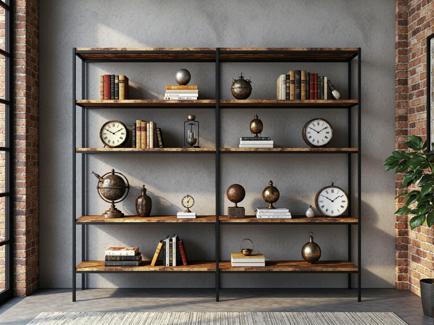 Designerski regał narożny w salonie, eleganckie meble do zagospodarowania kątów.