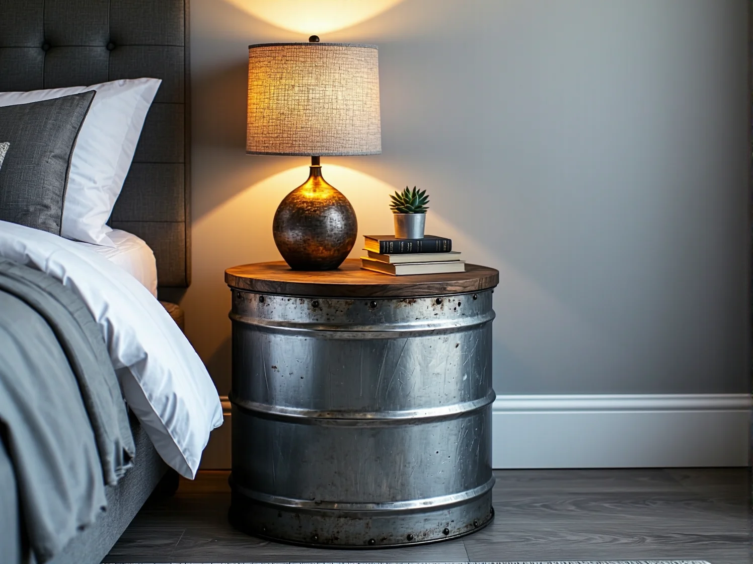 Proces tworzenia mebli z odzysku – stare drewno przekształcone w stylowy stolik.