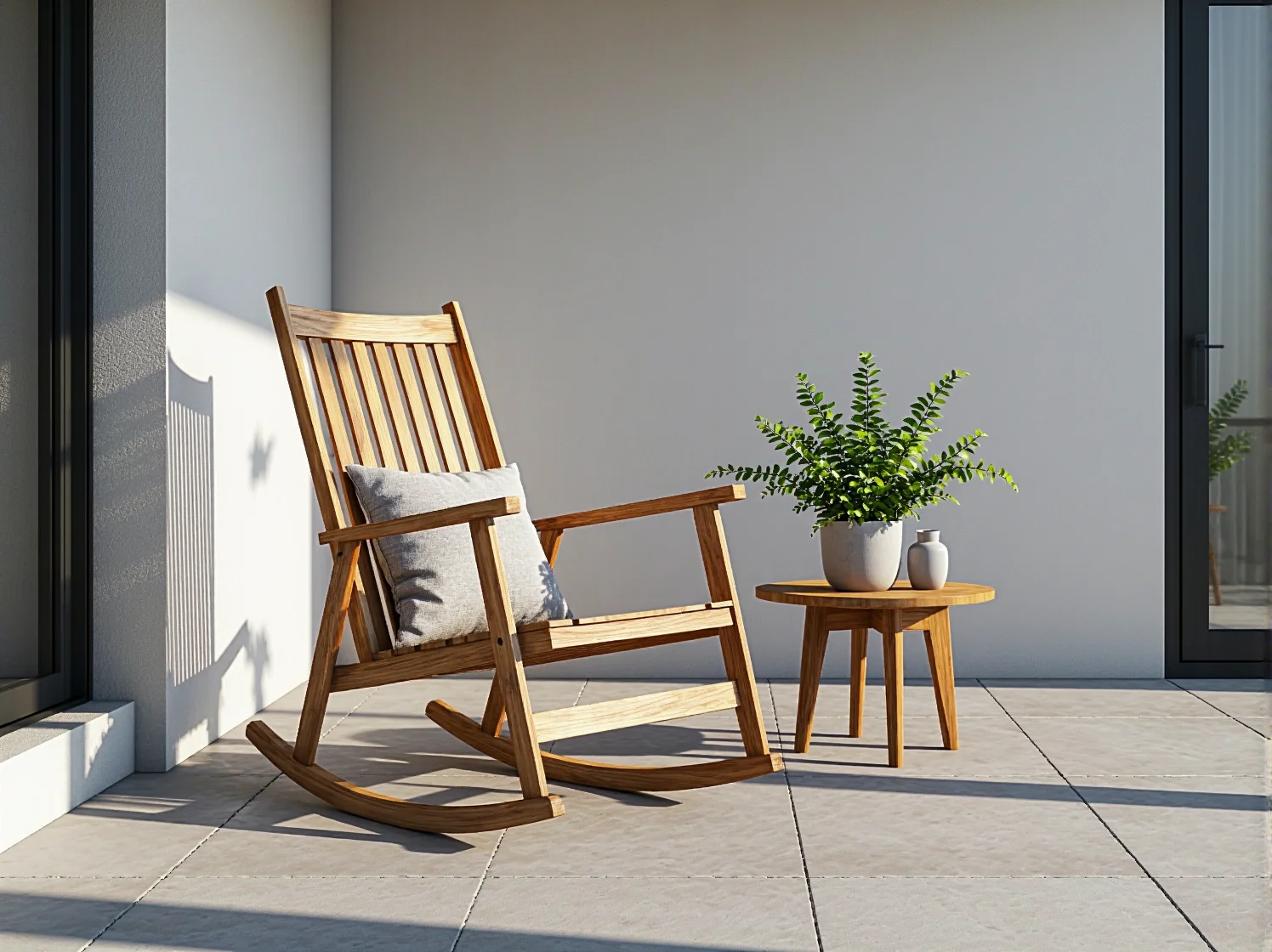 Stylowy stół i krzesła ogrodowe skandynawskie, idealne do spożywania posiłków na tarasie.