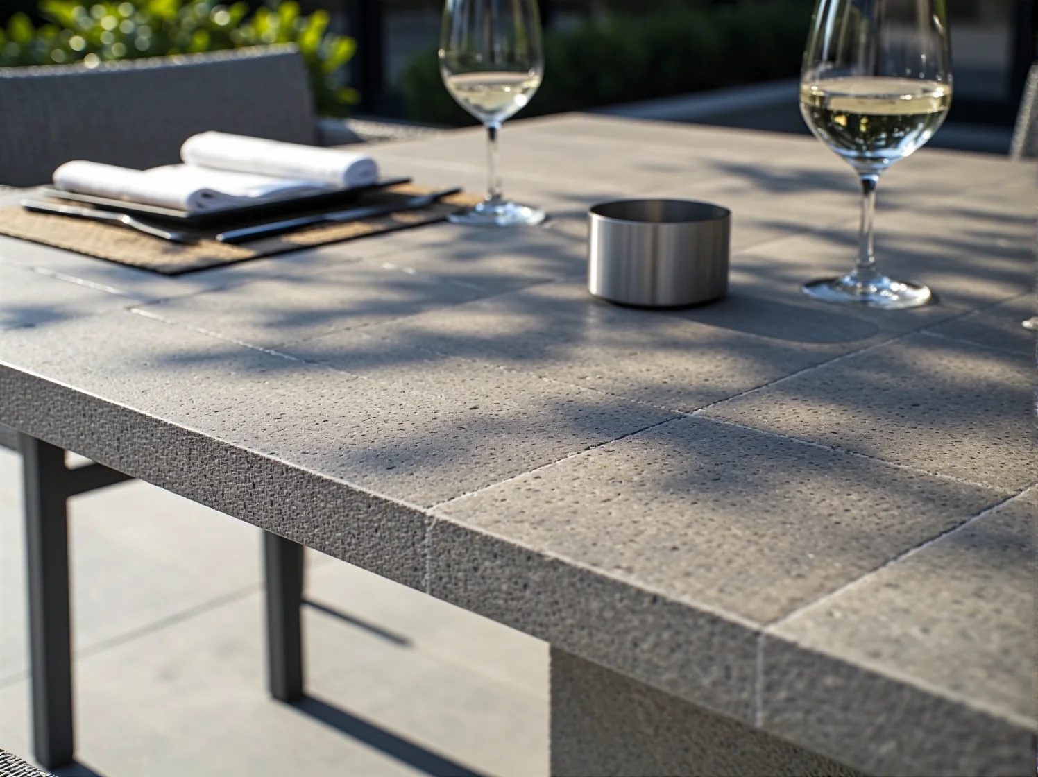 Solidny stół restauracyjny o stabilnej konstrukcji przeznaczony do intensywnego użytkowania outdoor.