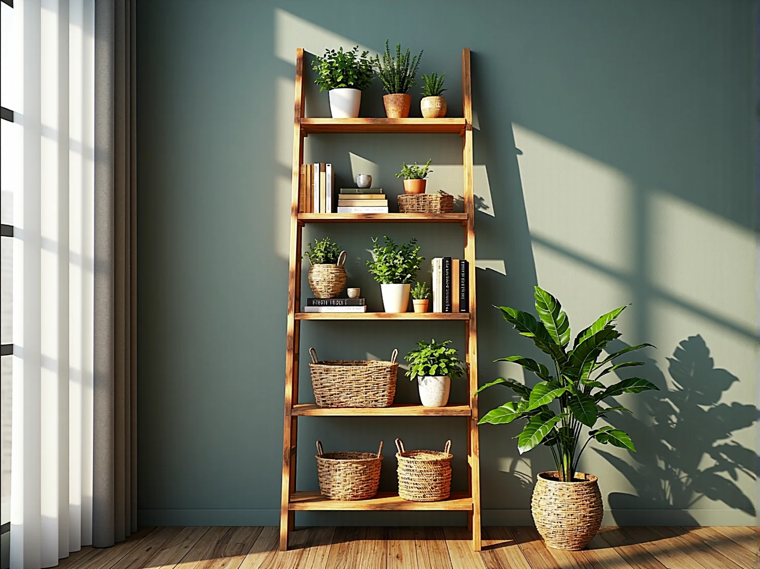 Stolik kawowy z palet drewnianych jako centralny punkt ekologicznego salonu.