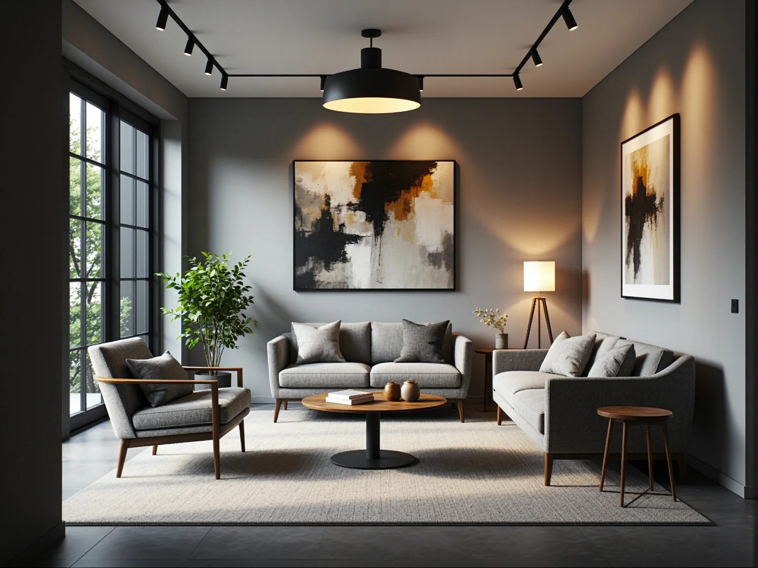 Strefa cichej pracy w coworkingu z wydzielonymi boksami i komfortowym oświetleniem.