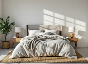 10 inspiracji na urządzenie sypialni z meblami wykonanymi z lnu i bawełny