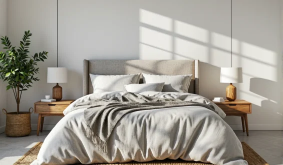10 inspiracji na urządzenie sypialni z meblami wykonanymi z lnu i bawełny