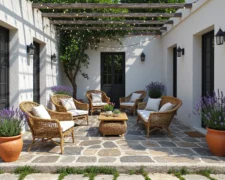 Jak urządzić taras w stylu prowansalskim z lampami LED w kształcie kwiatów?