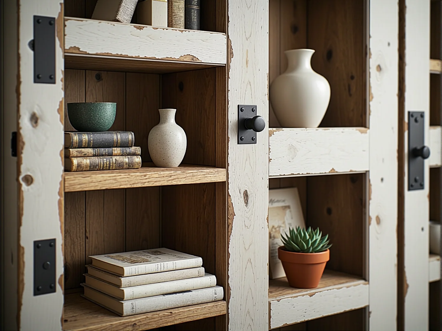 Przygotowanie drewnianych drzwi do upcyclingu poprzez szlifowanie starej powłoki farby.